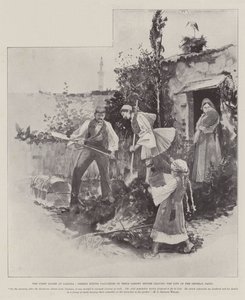 La primera alarma en Larissa, griegos escondiendo objetos de valor en su jardín antes de abandonar la ciudad en el pánico general de Henry Charles Seppings Wright